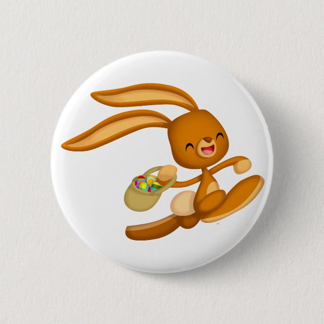 Rond 5 Cm Bunny Pâques sur le badge de bouton de dessin anim (Devant)