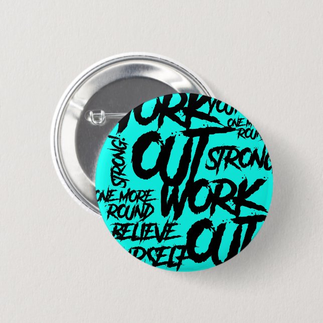 Rond 5 Cm Button Pin Workout Motivation Teal Gym Badge (Devant & derrière)