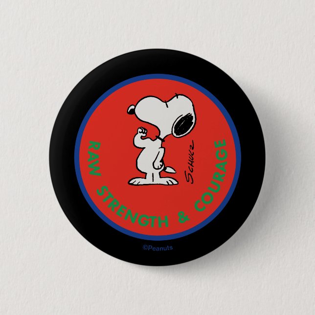 Rond 5 Cm cacahuètes | Snoopy Raw Force & Courage Badge (Devant)