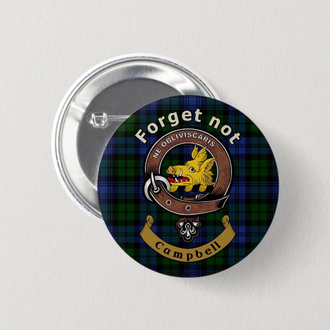 Rond 5 Cm Campbell Clan Badge & Tartan (Devant & derrière)