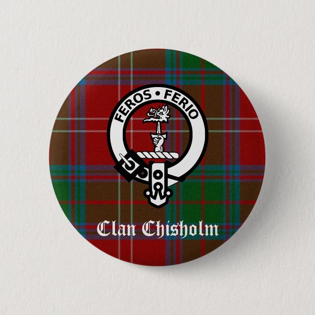 Rond 5 Cm Clan Chisholm Tartan & Crest Badge (Devant)