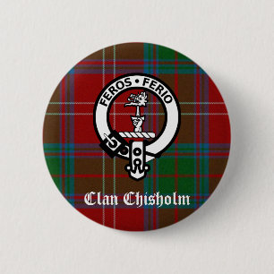 Rond 5 Cm Clan Chisholm Tartan & Crest Badge