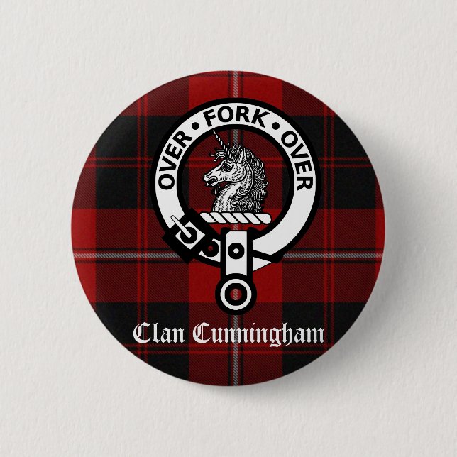 Rond 5 Cm Clan Cunningham Badge & Tartan (Devant)