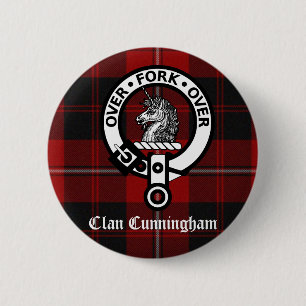 Rond 5 Cm Clan Cunningham Badge & Tartan