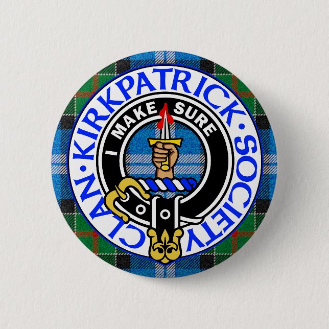 Rond 5 Cm Clan Kirkpatrick Society tartan badge  (Devant)