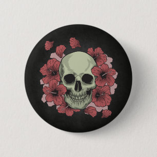 Rond 5 Cm Crâne floral Dia de los Muertos   Badge