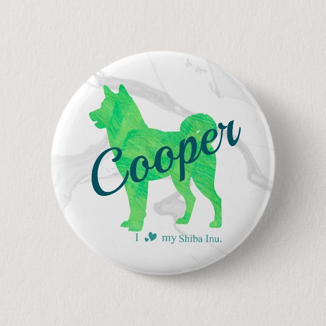 Rond 5 Cm Custom Pastel Green Shiba Inu Silhouette Badge (Devant)