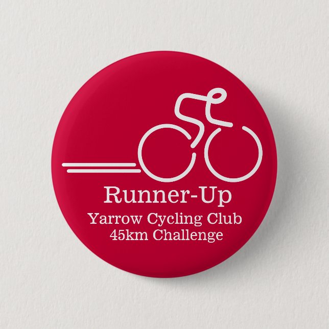Rond 5 Cm Cycling runner competition button badge red white (Devant)