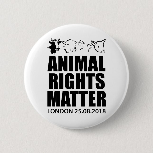 Rond 5 Cm Droits des animaux Mars Londres 2018 Badge Pin But (Devant)