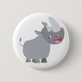 Rond 5 Cm Drôle Carton Rhino Bouton Badge