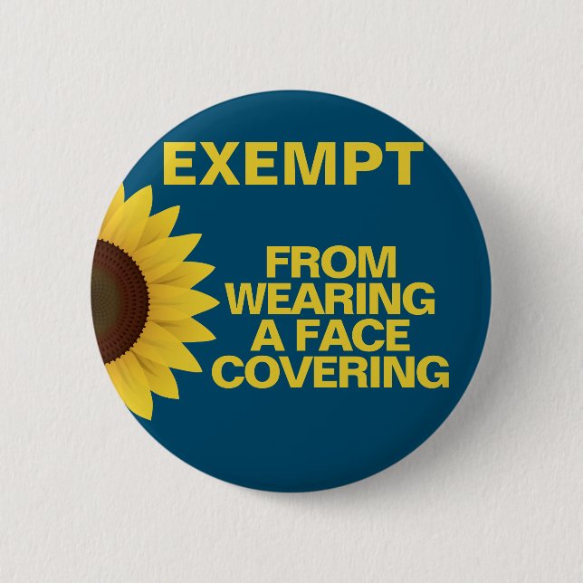 Rond 5 Cm Exempt From Face Coverings Sunflower Badge Button (Devant)