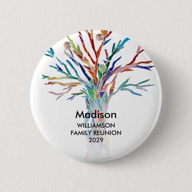Rond 5 Cm Family Reunion Family Tree Custom Name Badge (Devant)