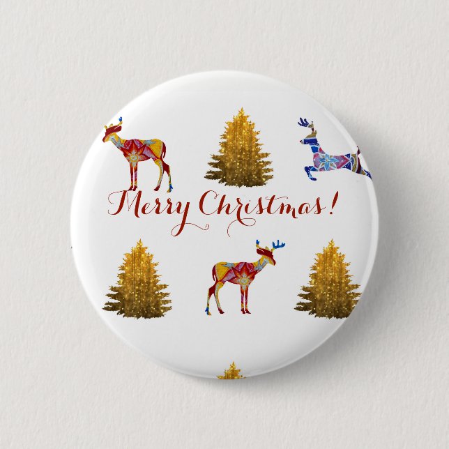 Rond 5 Cm Festive Joyeux Noël Round Badge (Devant)