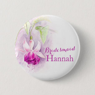 Rond 5 Cm Fuchsia custom bridesmaid round badge button