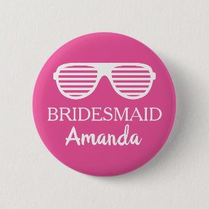 Rond 5 Cm Fun bridesmaid name badge button for wedding party