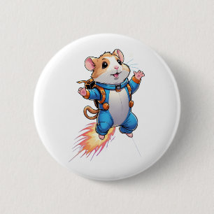 Rond 5 Cm Funny Jetpack Hamster Pin Cartoon Animal Badge