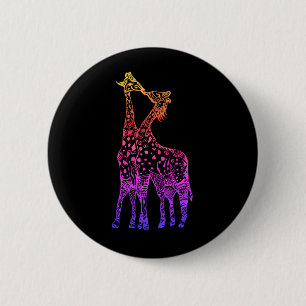Rond 5 Cm Giraffes Kiss art coloré Round Badge