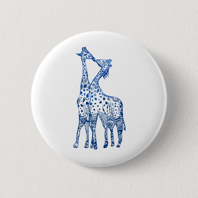 Rond 5 Cm Giraffes Kiss Round Badge (Devant)
