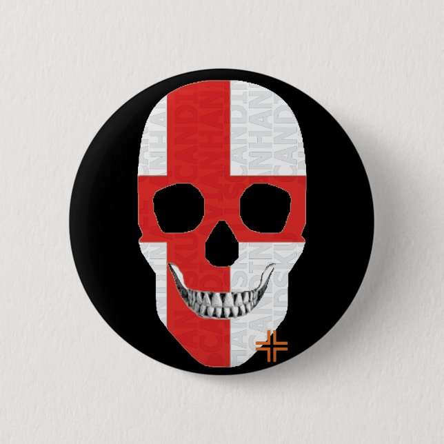 Rond 5 Cm HANDSKULL England Round Badge noir B2 (Devant)
