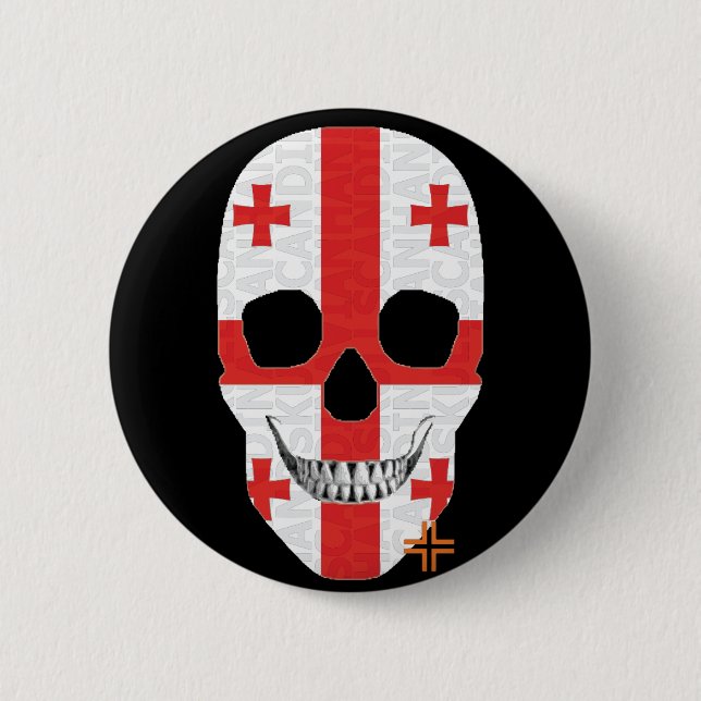 Rond 5 Cm HANDSKULL Georgia Round Badge noir B2 (Devant)
