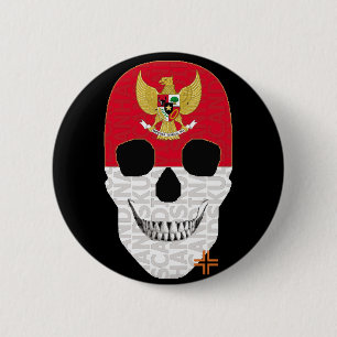 Rond 5 Cm HANDSKULL Indonésie Badge ronde noir B2