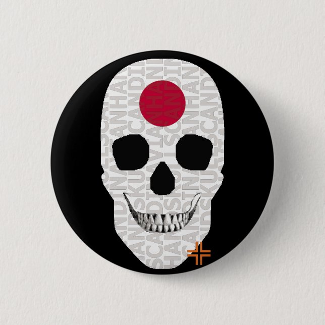 Rond 5 Cm HANDSKULL Japan Round Badge noir B2 (Devant)