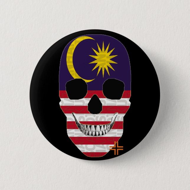Rond 5 Cm HANDSKULL Malaysia Round Badge noir B2 (Devant)