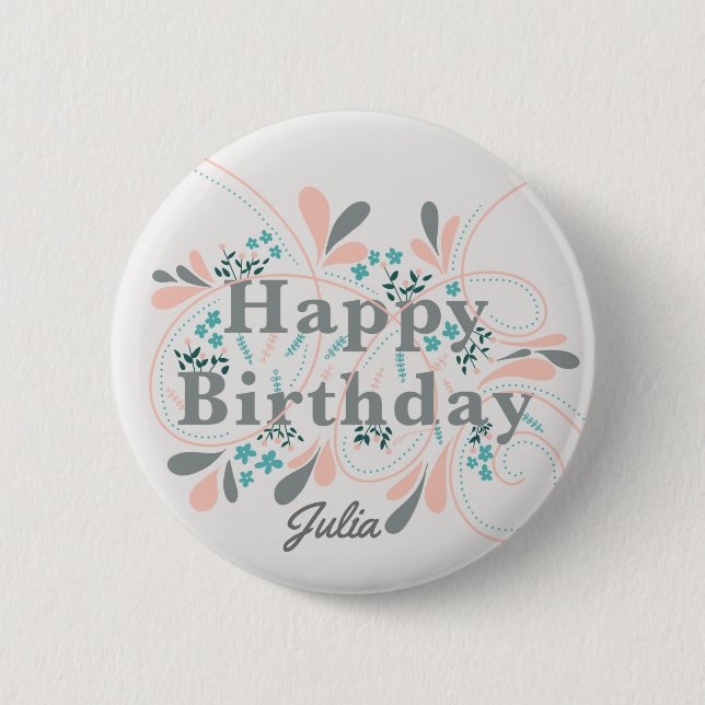 Rond 5 Cm Happy Birthday badge personnalisable (Devant)