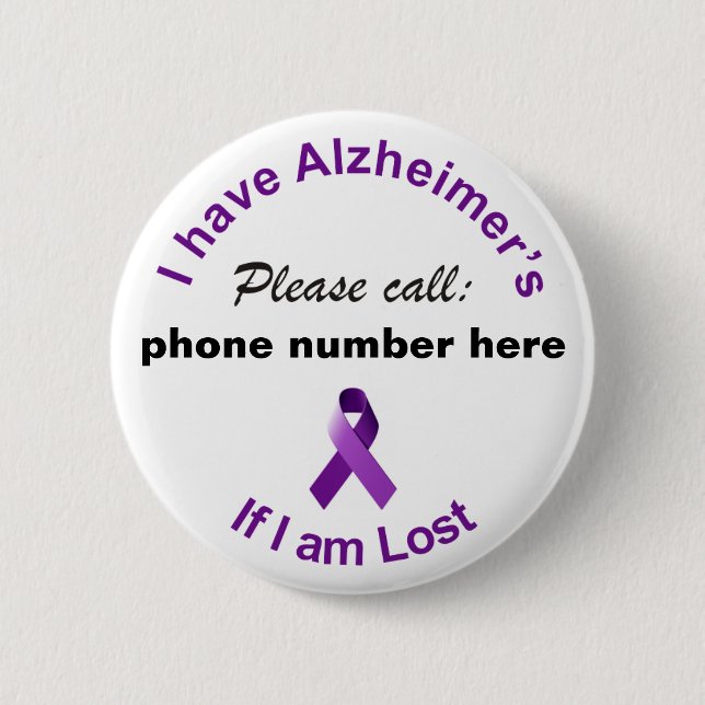Rond 5 Cm J’ai Alzheimer’s Please Call if I'm Lost Badge (Devant)