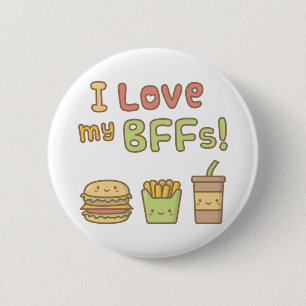 Rond 5 Cm Joli Badge Bouton Fast Food J'adore Mes Meilleures