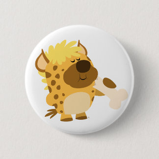 Rond 5 Cm Joli dessin Hyena écrasant un bouton d'os Badge