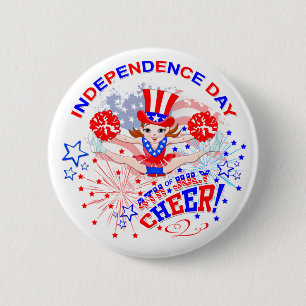 Rond 5 Cm Jour de l'Indépendance, 4 Juillet, Cheer, Badge Bo
