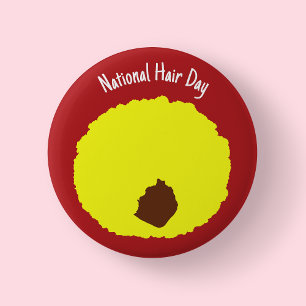 Rond 5 Cm Journée nationale des cheveux - Badge afro jaune/