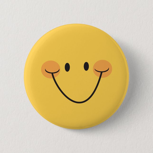 Rond 5 Cm Joyeux visage, bouton à pinceau jaune ou badge (Devant)