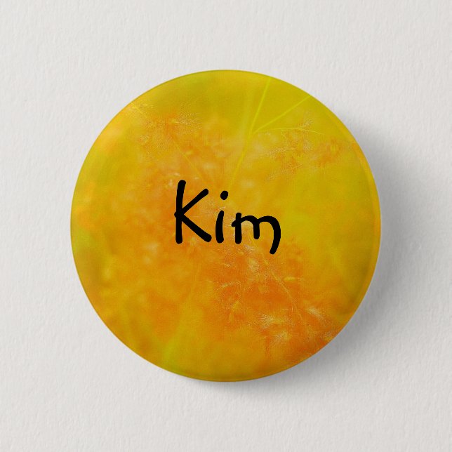 Rond 5 Cm Kim personnalisé joli badge NOM Orange / Bouton (Devant)