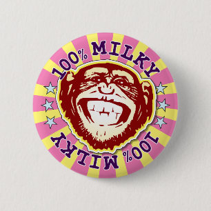 Rond 5 Cm Lait 100% Funny Funky Singe Badge