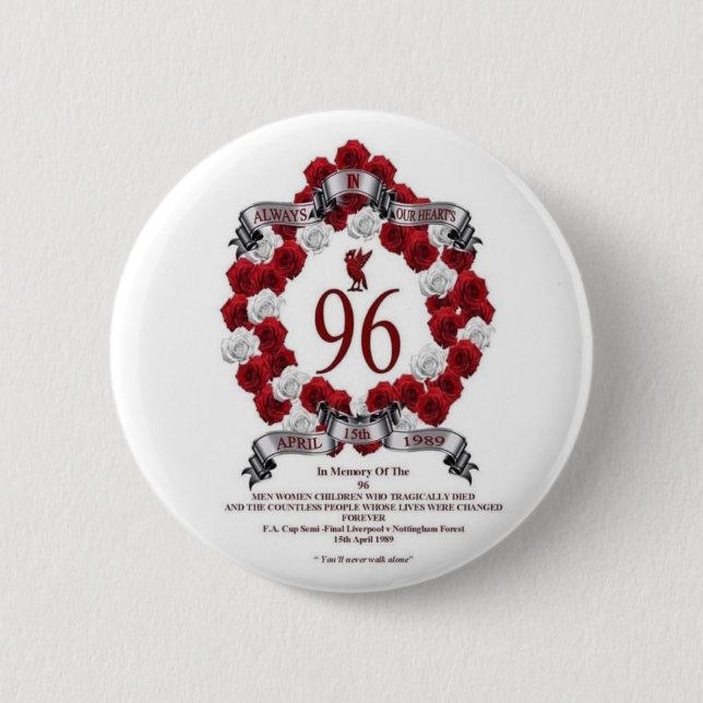 ROND 5 CM LIVERPOOL 96 BADGE DE NIP COMMÉMORATIF (Devant)