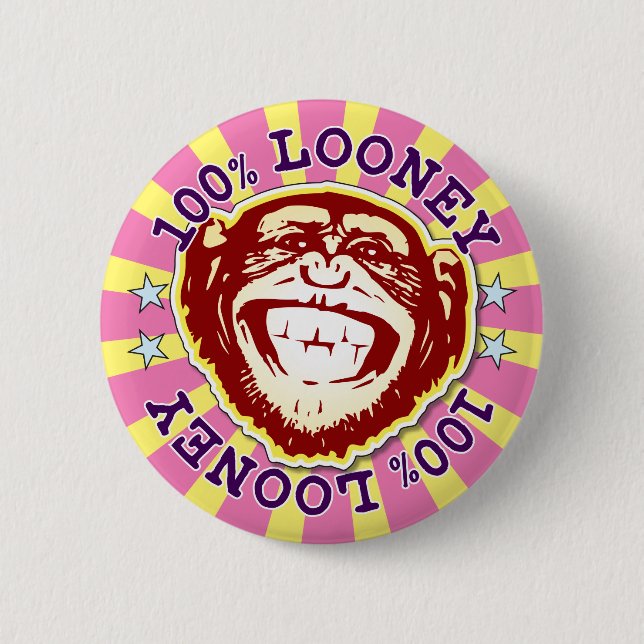 Rond 5 Cm Looney 100% Funny Funky Monkey Badge (Devant)