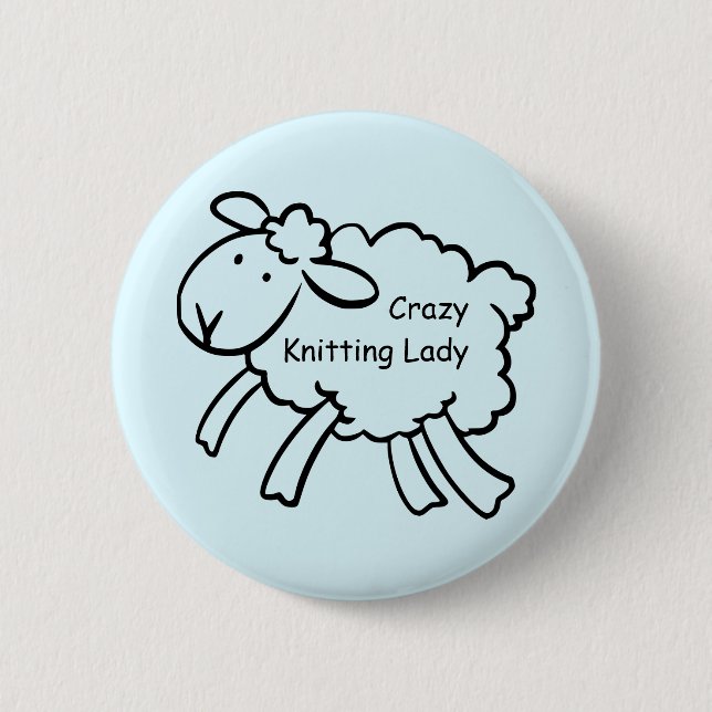 Rond 5 Cm Madame folle Badge de tricot (Devant)