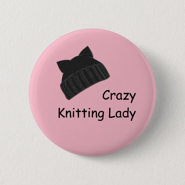 Rond 5 Cm Madame folle Badge de tricot (Devant)