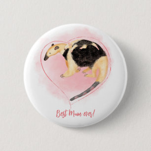 Rond 5 Cm Mère & bébé tamandua Meilleur badge de maman