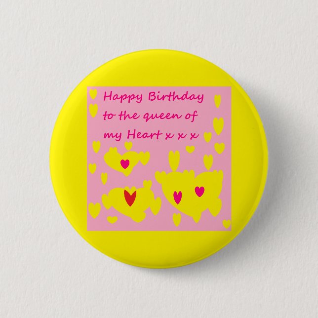 Rond 5 Cm Message d'anniversaire pour elle sur un badge (Devant)