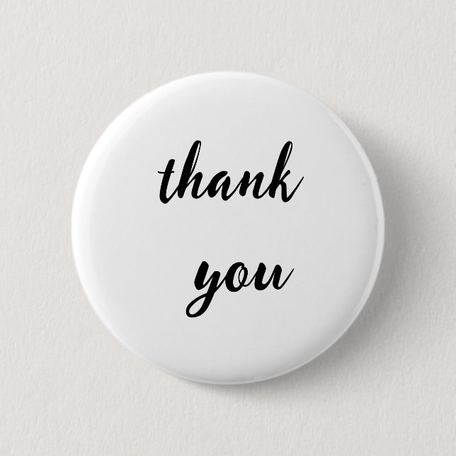 Rond 5 Cm Minimalist Thank You Button Badge – Black Script o (Devant)
