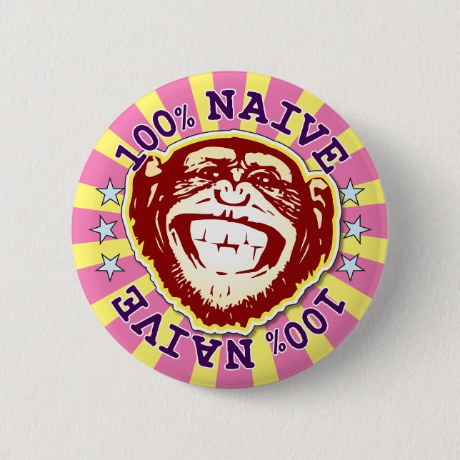 Rond 5 Cm Naïf 100% Funny Funky Monkey Badge (Devant)