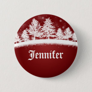 Rond 5 Cm Nom de Noël Badge Modèle Boutons rouges