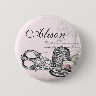 Rond 5 Cm Notions de couture sur le badge nominatif rose