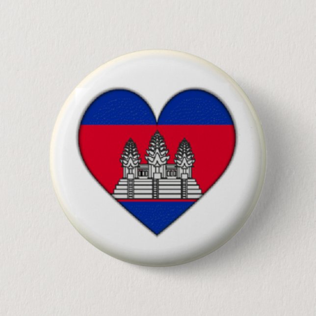 ROND 5 CM NOUVEAU ! ! - MARQUE DE BADGE DE COEUR DE CAMBODGE (Devant)