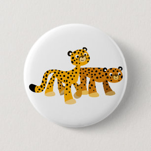 Rond 5 Cm Paire de Bouton Cheetahs Cartoon Mignonne Badge