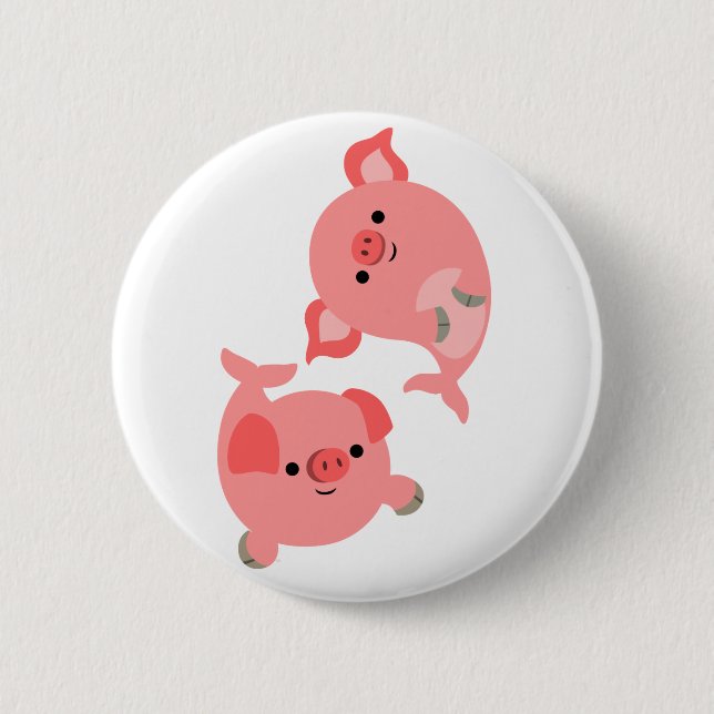 Rond 5 Cm Paire mignonne de badge de cochon de dessin (Devant)