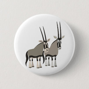 Rond 5 Cm Paire mignonne de badge Oryxes de dessin animé
